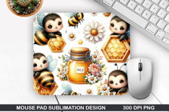 Mouse Pad Sublimation, Bee Mouse Pad PNG Design Product Image 1