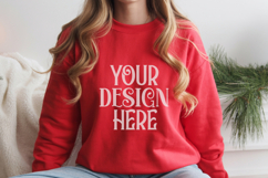 Christmas Gildan 18000 Red Crewneck Sweatshirt Mockup Product Image 1
