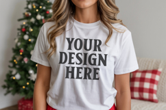 Christmas Bella Canvas 3001 White Shirt Mockup ,Trandy mock Product Image 1
