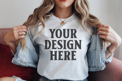 Bella Canvas 3001 White Christmas Shirt Mockup, Trandy Product Image 1