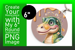 Elegant Keychain Circle Design PNG , Cute Dino Product Image 1