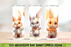 Watercolor Bunny Tumbler Wrap|PNG Sublimation. Product Image 1
