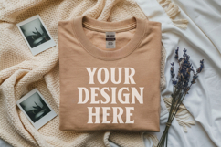 Sand Gildan 5000 Flat Lay Tshirt Mockup, G5000 mockups Product Image 1