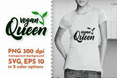Vegan svg quotes Vegan Queen with crown, leaves. Cut files Product Image 2