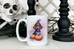 Watercolor dachshund dog halloween sublimation PNG Product Image 4