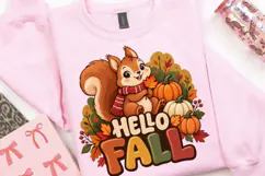 Hello Fall Squirrel and Pumpkin PNG, Cute Autumn Woodland Product Image 3
