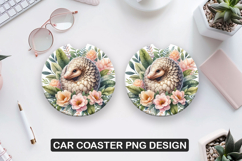 Pangolin Car Coaster Sublimation| Animal Coaster PNG Product Image 1