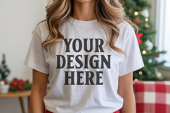 Christmas Bella Canvas 3001 White Shirt Mockup ,Trandy mock Product Image 1