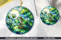 Cute Frog Stained Glass Ornament PNG, Digital Download File Product Image 1