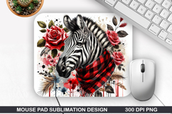 Zebra Mouse Pad Sublimation, Animals Mouse Pad PNG Design Product Image 1