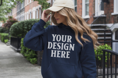 Navy Gildan 18500 Hoodie Sweatshirt Mockup, 185 mock-up Product Image 1