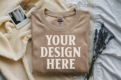 Sand Gildan 5000 Flat Lay Tshirt Mockup, G5000 mockups Product Image 1