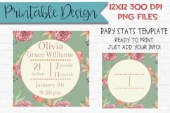 Floral Baby Stats Template Sublimation Design Printable Product Image 1