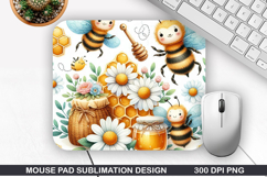 Mouse Pad Sublimation, Bee Mouse Pad PNG Design Product Image 1