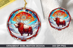 Bison Stained Glass Ornament PNG, Digital Download File Product Image 1