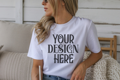 White Gildan 18000 Crewneck Sweatshirt Mockups,G18000 Product Image 1