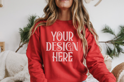 Christmas Gildan 18000 Red Crewneck Sweatshirt Mockup Product Image 1