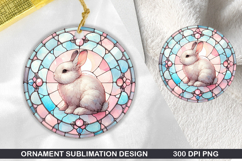 Bunny Stained Glass Ornament PNG, Sublimation PNG Design Product Image 1