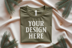 Christmas Bella Canvas 3001 Heather Olive Folded Tshirt Moc Product Image 1