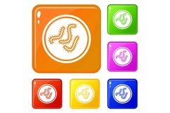 Lot of bacteria icons set vector color Product Image 1