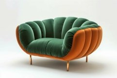 Modern green velvet sofa on white background Product Image 1