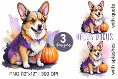 Watercolor corgi dog halloween sublimation PNG Product Image 1