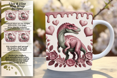 Bold 15oz Mug Wrap Png Design , Cute Dino Product Image 1