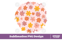 Retro Flowers Background Png Floral Paper Sublimation Splash Product Image 1