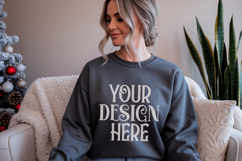 Dark Chocolate Gildan 18000 Sweatshirt Mockup,G18000 Crewnec Product Image 1