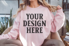 Gildan 18000 Light Pink Mockup , Crewneck Sweatshirt Boho Product Image 1