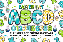 Easter Day Alphabet png clipart, easter day letters doodle Product Image 1