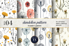 Falling white dandelion Digital Patterns | floral pattern Product Image 1