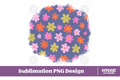 Retro Flowers Background Png Floral Paper Sublimation Splash Product Image 1
