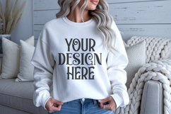 White Gildan 18000 Crewneck Sweatshirt Mockups,G18000 Product Image 1
