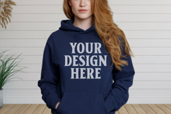 Navy Gildan 18500 Hoodie Sweatshirt Mockup, 185 mock-up Product Image 1