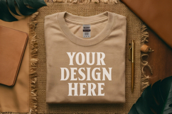 Sand Gildan 5000 Flat Lay Tshirt Mockup, G5000 mockups Product Image 1