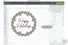 Happy Holidays Christmas Wreath SVG, Holiday Wreath SVG Product Image 3