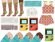 Gamer Girl CLIPART Valentine Day Relax Lazy Wine Books - PNG Product Image 6