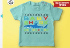 Retro Daddy Shark Print / Fathers Day T-Shirt, Family SVG Product Image 6