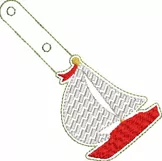 ITH Sailboat Vinyl Key Fob or Bag Tag - Snap Tab Machine Embroidery Product Image 2