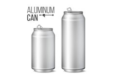 Blank Metallic Can Vector. Silver Can. 3D packaging. Mock Up Product Image 1