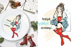 Winter clipart fashion girls knitted sweaters Product Image 2