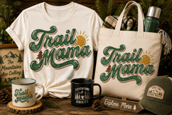 Trail Mama Retro PNG | Camping Hiking Outdoor Sublimation Product Image 1