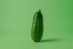 Fresh cucumber on green background Product Image 1