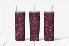 Gold Flowers sublimation design. Skinny tumbler wrap design. Product Image 2