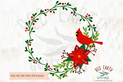 Cardinal wreath Christmas, holidays laurel SVG,DXF,PNG,EPS Product Image 2