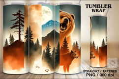 Wild Bear Tumbler Wrap Sublimation, 20 oz Product Image 1