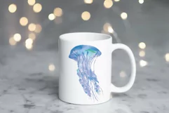 Jellyfish watercolor design, colorful sea jelly wall decor. Product Image 6