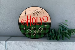 Christmas sign svg, Oh Holy Night farmhouse round porch sign Product Image 3