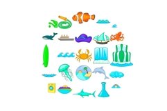 Backwash icons set, cartoon style Product Image 1